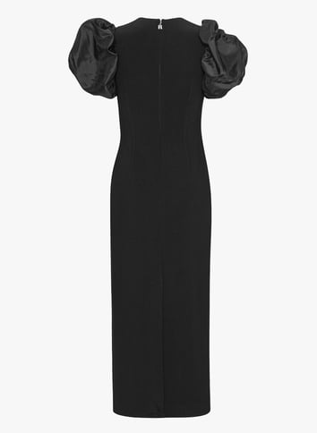 Long dress with high neck and puff sleeves ROTATE Black
